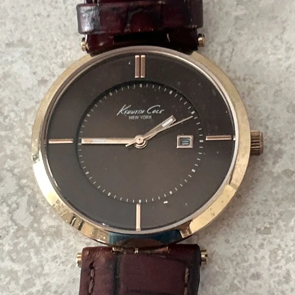 Kenneth Cole New York KC2597 Womens Watch Brown Face Gold Dial New Battery